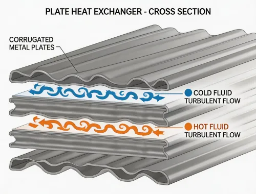 Plate heat exchanger flow dynamics